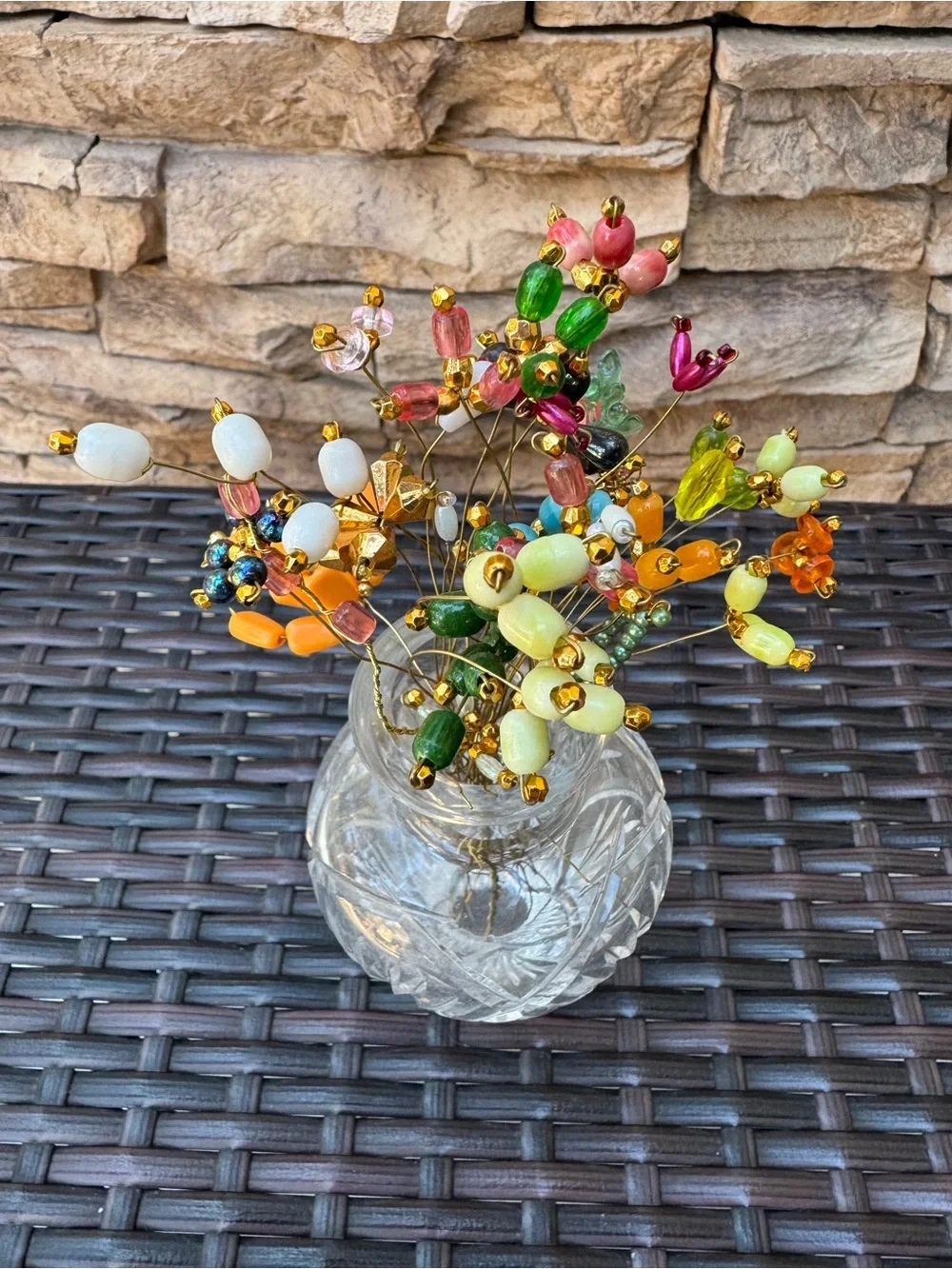 Handcrafted Multi-Color Glass Bead Floral stems - Home Accent